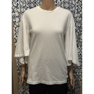 Citizens of Humanity Women's White Flutter Shirt Blouse Oversized Sleves SZ M